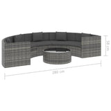 6 Piece Garden Lounge Set with Cushions Poly Rattan Grey - Close-Up Angle