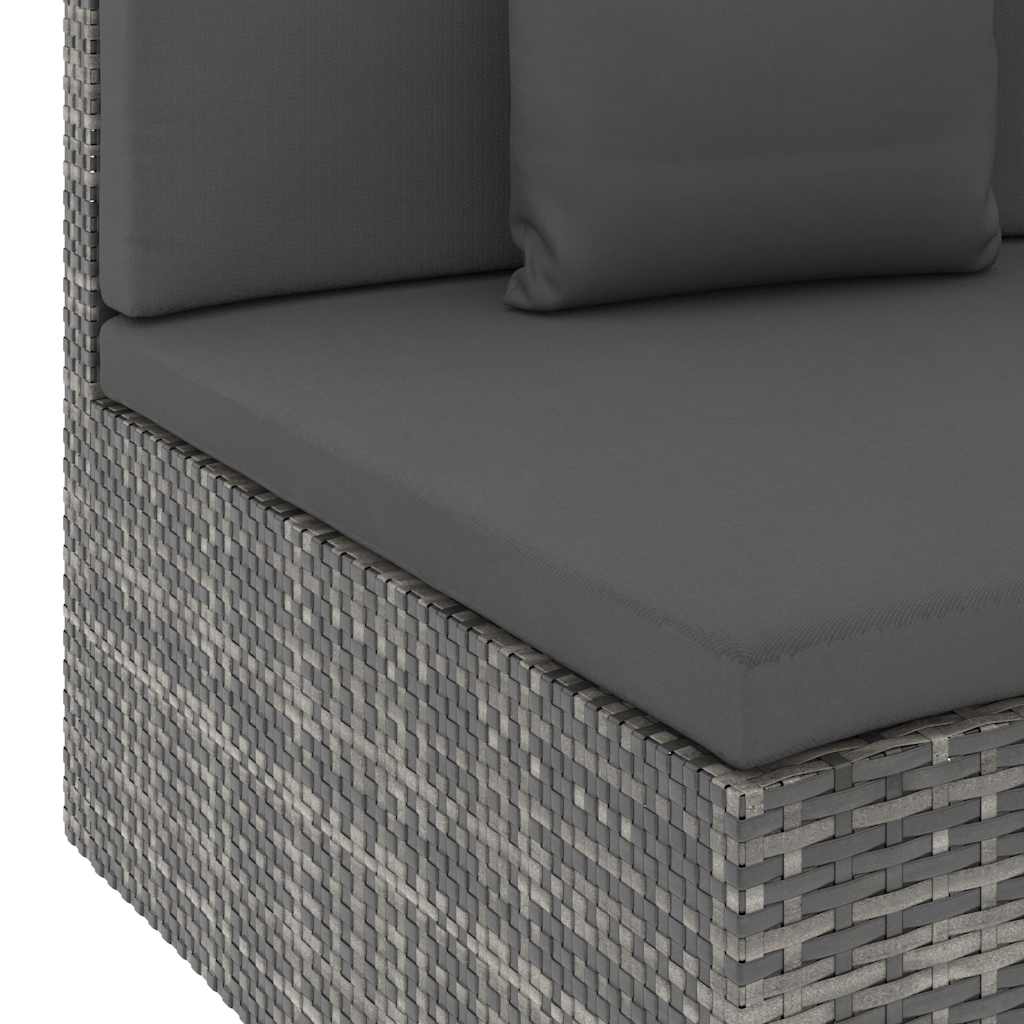 10 Piece Garden Lounge Set with Cushions Poly Rattan Grey