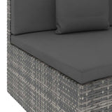 10 Piece Garden Lounge Set with Cushions Poly Rattan Grey - Rear View
