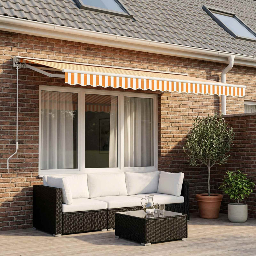 Awning Replacement Fabric Yellow and White 450x350 cm Polyester