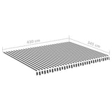 Awning Replacement Fabric Anthracite and White 450x350 cm Polyester - Rear View