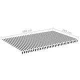 Replacement Fabric for Awning Anthracite and White 5x3 m - Rear View