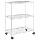 3-Tier Storage Rack with Wheels 60x35x81 cm Chrome 150 kg - Front View