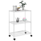 3-Tier Storage Rack with Wheels 60x35x81 cm Chrome 150 kg