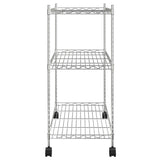 3-Tier Storage Rack with Wheels 60x35x81 cm Chrome 150 kg - Side View