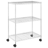 3-Tier Storage Rack with Wheels 60x35x81 cm Chrome 150 kg - Rear View