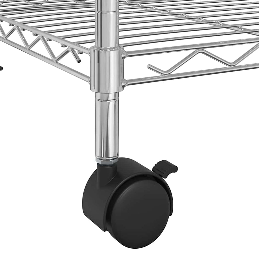 3-Tier Storage Rack with Wheels 60x35x81 cm Chrome 150 kg