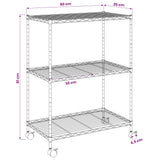 3-Tier Storage Rack with Wheels 60x35x81 cm Chrome 150 kg