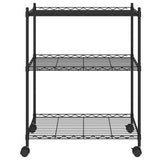 3-Tier Storage Rack with Wheels 60x35x81 cm Black 150 kg - Front View