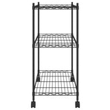 3-Tier Storage Rack with Wheels 60x35x81 cm Black 150 kg - Side View