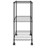 3-Tier Storage Rack with Wheels 60x35x81 cm Black 150 kg - 45-Degree Angle