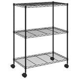 3-Tier Storage Rack with Wheels 60x35x81 cm Black 150 kg - Rear View