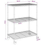 3-Tier Storage Rack with Wheels 60x35x81 cm Black 150 kg - Extra Image