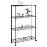 4-Tier Storage Shelf with Wheels 90x35x142 cm Black 200 kg - Side View