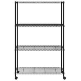 4-Tier Storage Shelf with Wheels 90x35x142 cm Black 200 kg