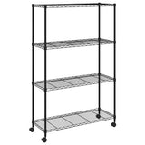 4-Tier Storage Shelf with Wheels 90x35x142 cm Black 200 kg - Rear View