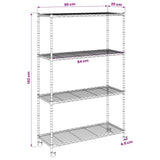 4-Tier Storage Shelf with Wheels 90x35x142 cm Black 200 kg