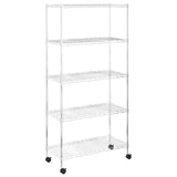 5-Tier Storage Shelf with Wheels 75x35x155 cm Chrome 250 kg