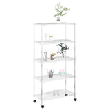 5-Tier Storage Shelf with Wheels 75x35x155 cm Chrome 250 kg - Side View