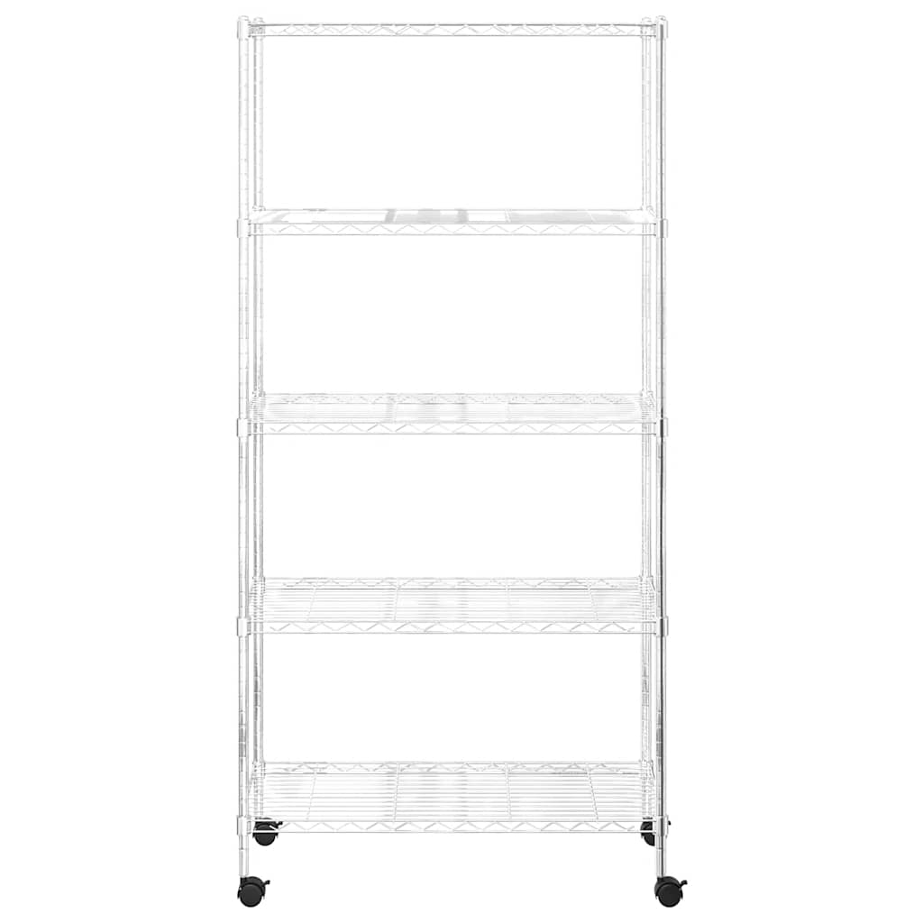 5-Tier Storage Shelf with Wheels 75x35x155 cm Chrome 250 kg