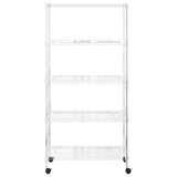 5-Tier Storage Shelf with Wheels 75x35x155 cm Chrome 250 kg - Top-Down View