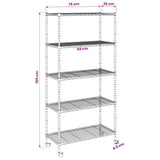 5-Tier Storage Shelf with Wheels 75x35x155 cm Chrome 250 kg - Extra Image