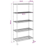 5-Tier Storage Shelf with Wheels 75x35x155 cm Black 250 kg