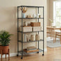 5-Tier Storage Shelf with Wheels 75x35x155 cm Black 250 kg