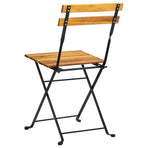 Folding Chairs 2 pcs Steel and Solid Acacia Wood