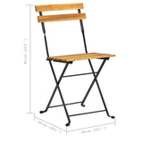 Folding Garden Chairs 2 pcs Steel and Solid Acacia Wood - Extra Image
