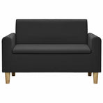 2-Seater Children Sofa Black Faux Leather