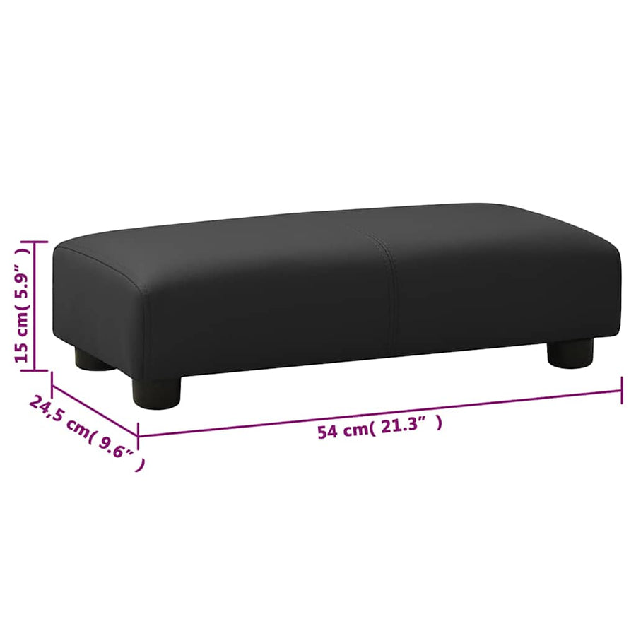 Children Sofa with Stool Black Faux Leather