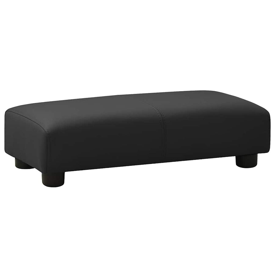Children Sofa with Stool Black Faux Leather