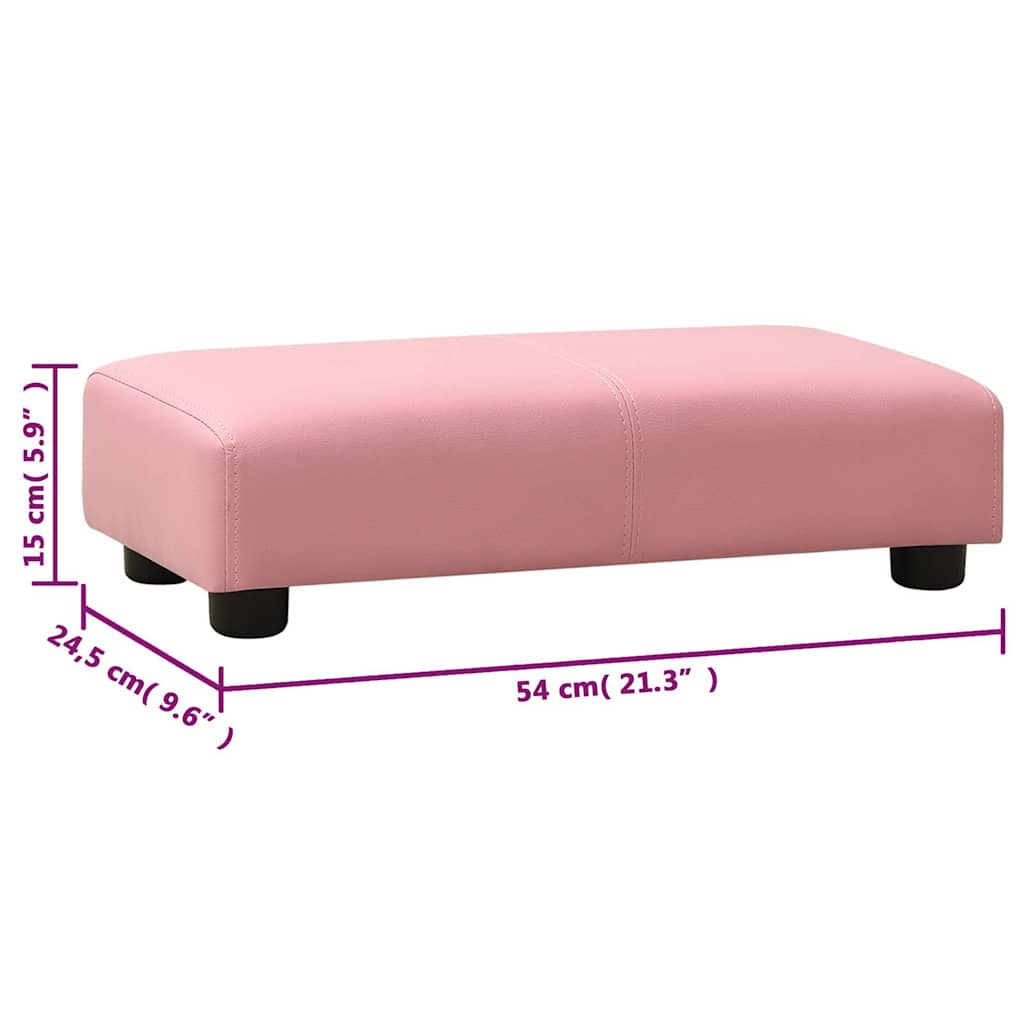 Children Sofa with Stool Pink Faux Leather