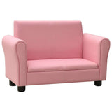 Children Sofa with Stool Pink Faux Leather - Side View