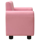 Children Sofa with Stool Pink Faux Leather - 45-Degree Angle