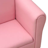 Children Sofa with Stool Pink Faux Leather