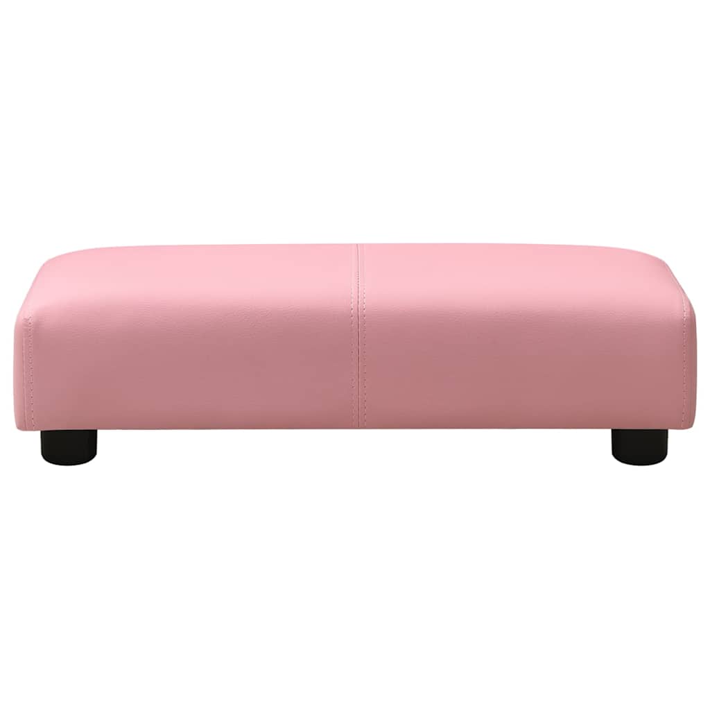Children Sofa with Stool Pink Faux Leather