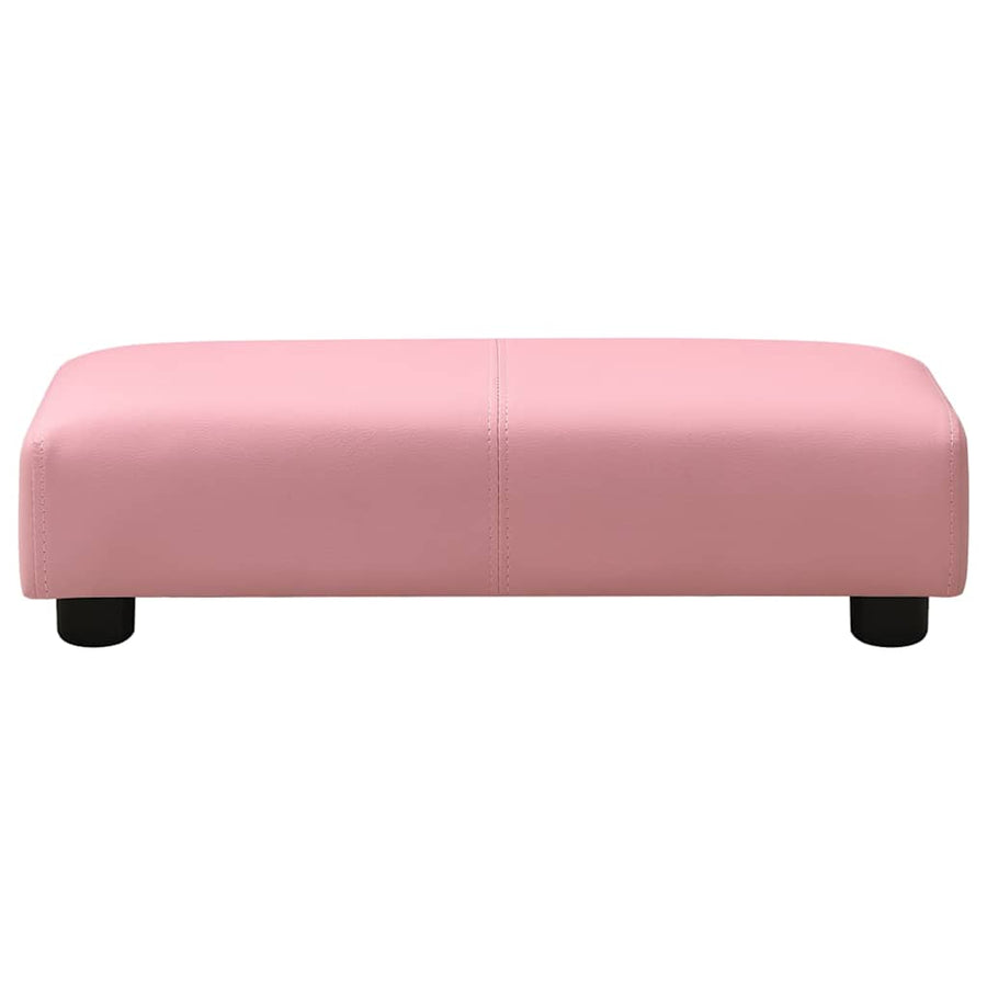 Children Sofa with Stool Pink Faux Leather