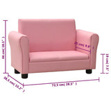 Children Sofa with Stool Pink Faux Leather