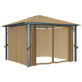 Gazebo with Curtain 300x300 cm Taupe Aluminium - Front View