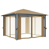 Gazebo with Curtain 300x300 cm Taupe Aluminium