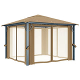 Gazebo with Curtain 300x300 cm Taupe Aluminium - Side View