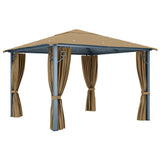 Gazebo with Curtain 300x300 cm Taupe Aluminium - Top-Down View