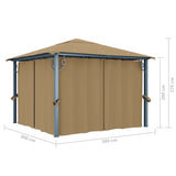 Gazebo with Curtain 300x300 cm Taupe Aluminium - Low Angle