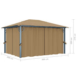 Gazebo with Curtain 400x300 cm Taupe Aluminium - Extra Image
