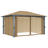 Gazebo with Curtain 400x300 cm Taupe Aluminium - Side View