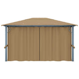 Gazebo with Curtain 400x300 cm Taupe Aluminium - Rear View