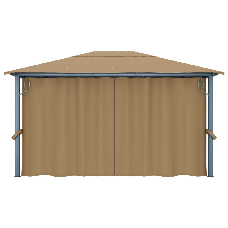 Gazebo with Curtain 400x300 cm Taupe Aluminium