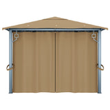 Gazebo with Curtain 400x300 cm Taupe Aluminium